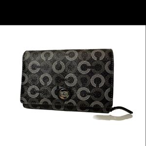 Coach Signature Black Gray Lilac Bifold Wallet -Leather Lilac interior in great